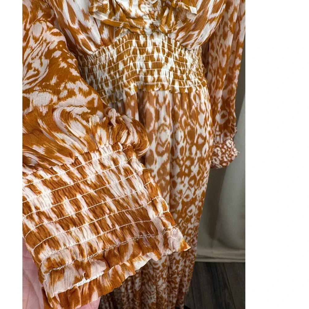 By Anthropologie The Odetta Abstract Print Maxi Smocked Waist Boho Cottagecore M - Picture 4 of 10